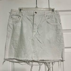 White Jean Skirt Distressed